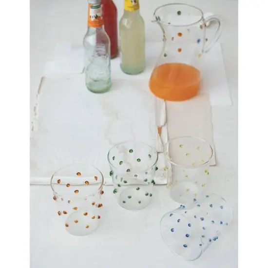 Hello Honey 13oz. Multicolor Dotted Borosilicate Glassware Set, 4ct. {3}