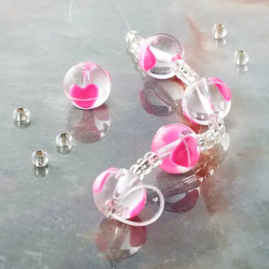 Pink Heart Painted Glass Beads, 11mm by Bead Landing&trade; {3}