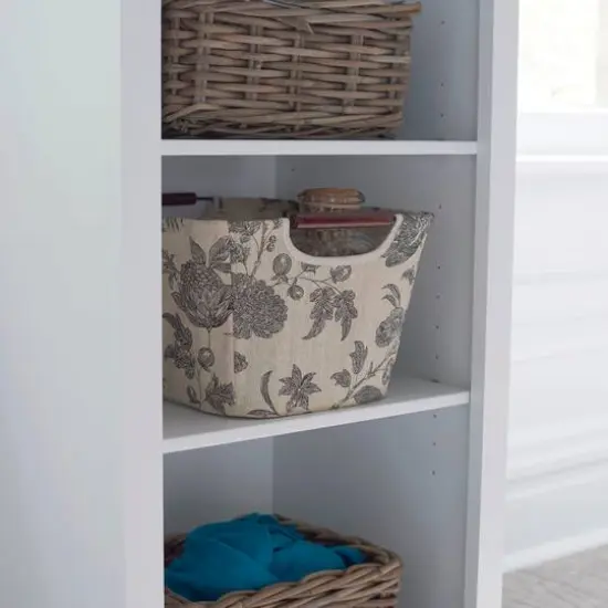 Household Essentials Storage Bin with Wood Handles (Small, Floral) {3}