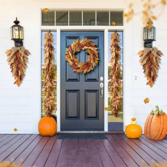 Glitzhome&reg; 72" Fall Multi-Colored Sorghum Garland {7}