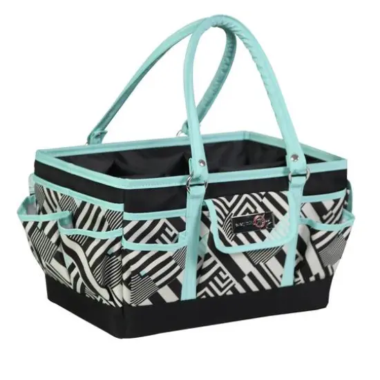 Everything Mary Teal Geometric Deluxe Store & Tote Craft Organizer {9}