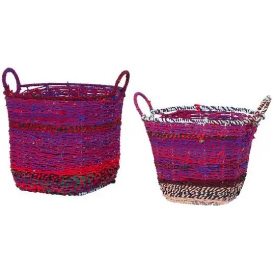 CosmoLiving by Cosmopolitan Multicolor Cotton Bohemian Storage Basket Set {13}