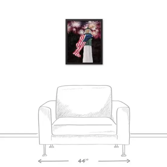 Patriotic Lighthouse Black Framed Canvas {5}