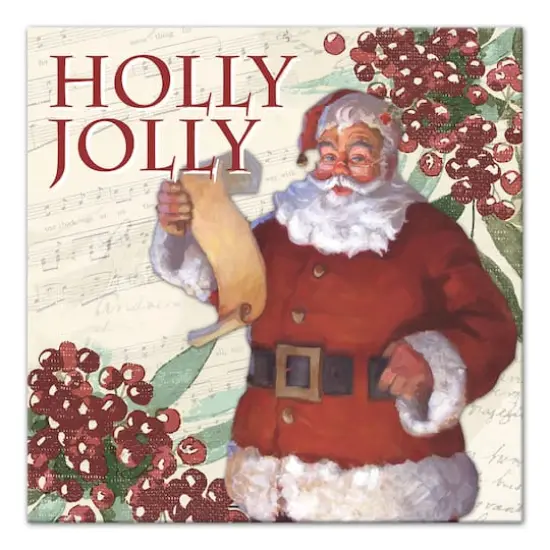 Holly Jolly Santa 20x20 Canvas Wall Art {1}