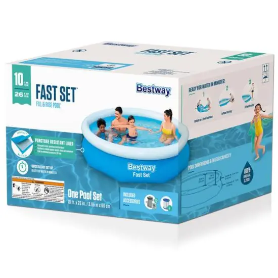 Bestway Fast Set 10ft. Wide Round Inflatable Pool Set {3}