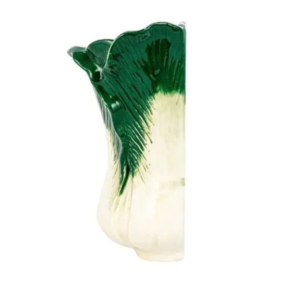 Hello Honey® 7.75" Green & White Embossed Stoneware Cabbage Shaped Wall Vase Planter {8}