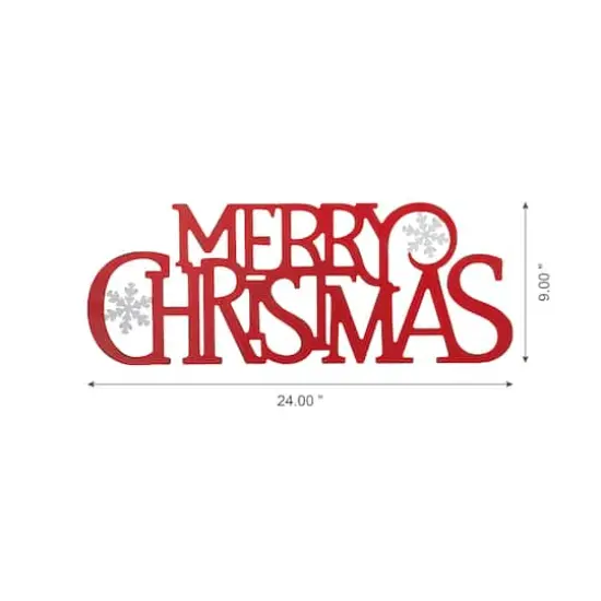 Glitzhome&reg; 24" Red Merry Christmas Metal Wall D&eacute;cor {6}