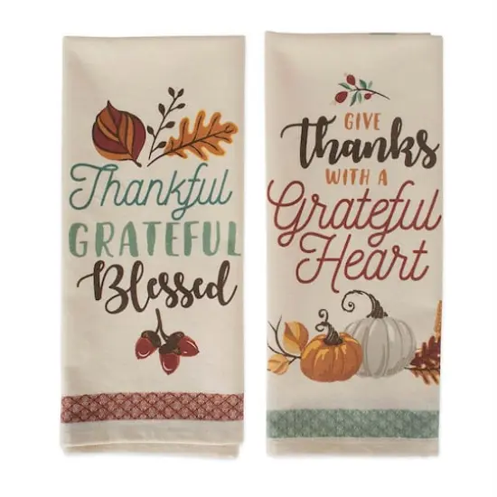 DII&reg; Assorted Grateful Fall Printed Dishtowel Set {3}