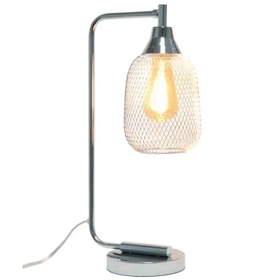 Lalia Home 19" Industrial Mesh Desk Lamp Chrome {3}