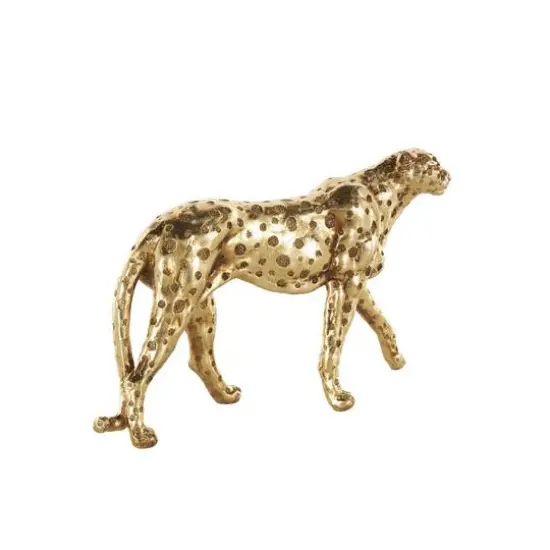 10" Gold Leopard Walking Sculpture with Textured Spots {9}