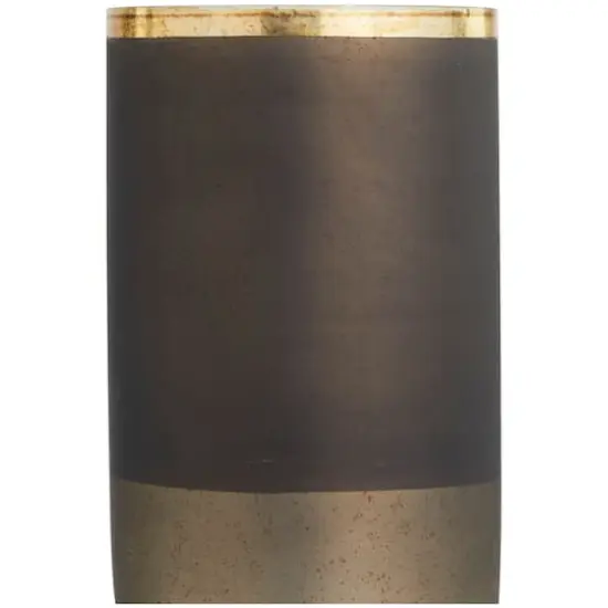 16" Bronze Glass Colorblock Candle Holder with Gold Accents & Textured Silver Base {5}