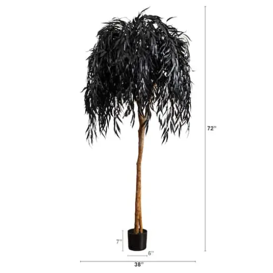 6ft. Artificial Halloween Black Willow Tree {3}