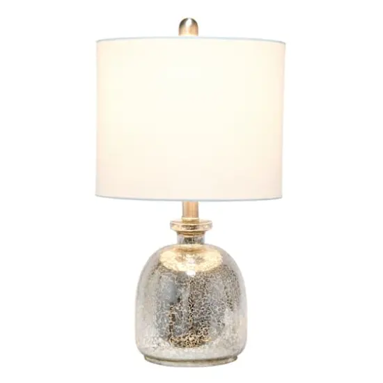 Lalia Home 20" Mercury Hammered Glass Jar Table Lamp with White Shade {3}