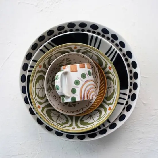 Hello Honey&reg; 14.75" Round Hand-Painted Stoneware Serving Bowl with Design {7}