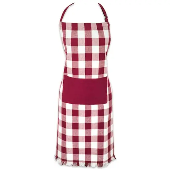 Wine Heavyweight Check Fringed Chef Apron {1}