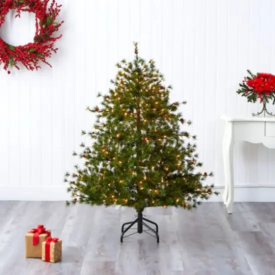 5ft. Pre-Lit Colorado Mountain Pine Artificial Christmas Tree, Clear LED Lights {3}