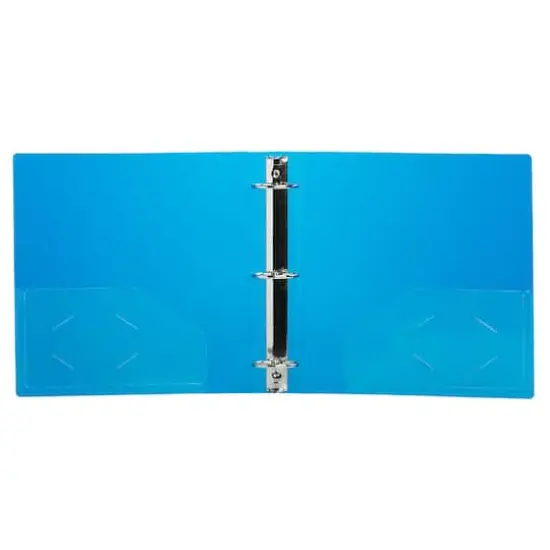 JAM Paper 2" Glass Twill Plastic 3-Ring Binder Blue {6}