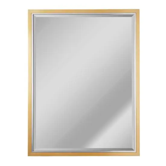 Brushed Brass/Chrome Metal Framed Beveled Edge Wall Mirror - 30" x 40" {1}