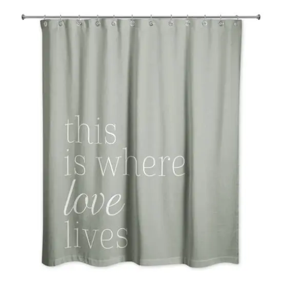 Where Love Lives Olive 71" x 74" Shower Curtain {3}
