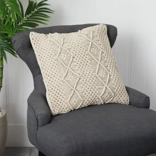 16" Bohemian Woven Macram&eacute; Pillow Cover {3}