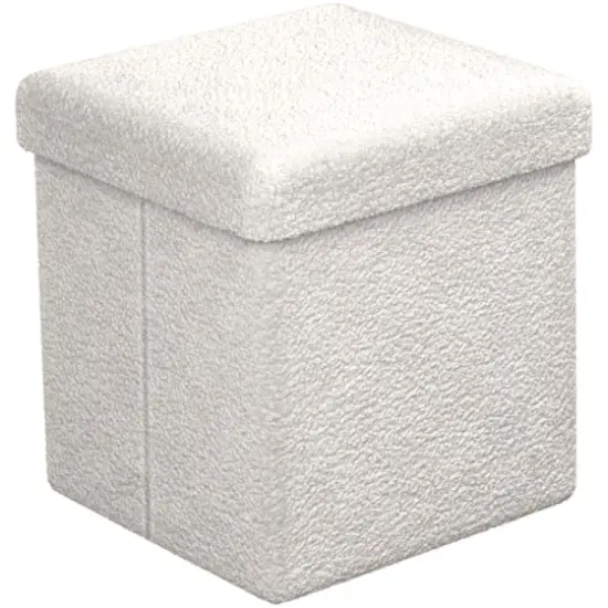 Sorbus Teddy Storage Ottoman Cube White {1}