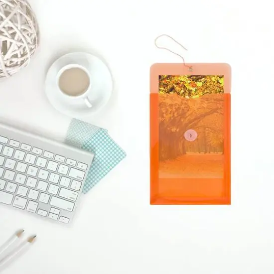 JAM Paper 6.25" x 9.25" Button & String Tie Closure Plastic Envelopes, 12ct. Orange {7}