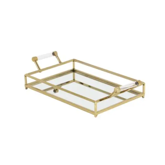 CosmoLiving by Cosmopolitan 22" Gold Metal Glam Tray {6}
