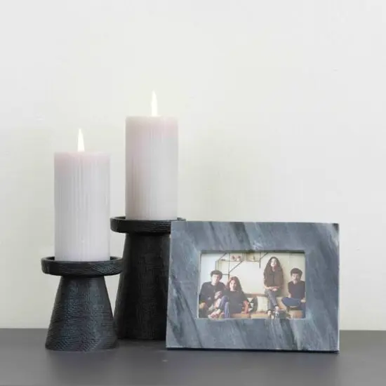 Hello Honey&reg; Stoneware Pillar & Taper Candle Holders Black {9}