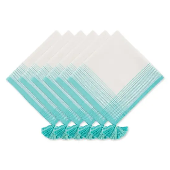 DII&reg; Antique Striped Turquoise Tassel Napkins, 6ct. {1}