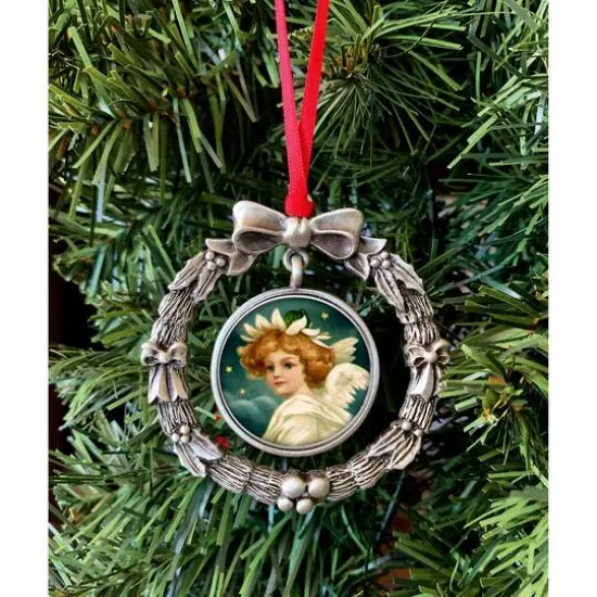 JFK Half Dollar Wreath Ornament With ColorizedAngel Coin {3}