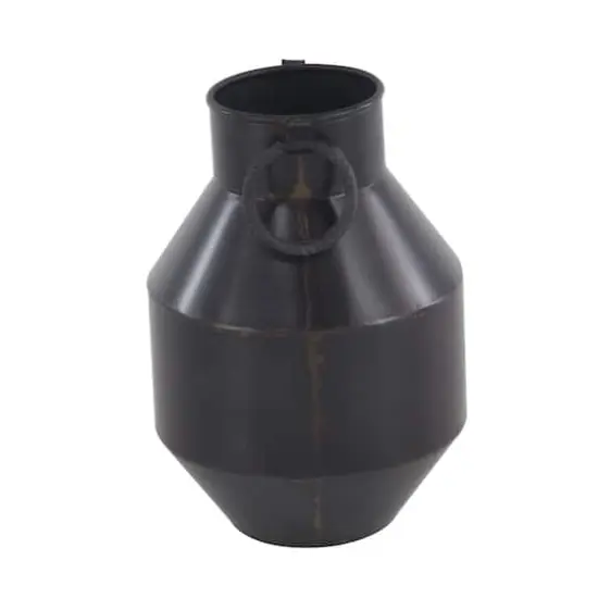 Dark Brown Metal Rustic Vase, 12" x 8" x 8" {3}