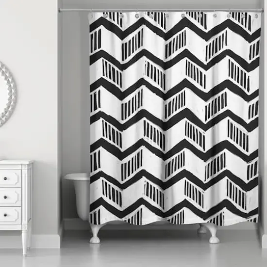 Chevron Shower Curtain Black {3}