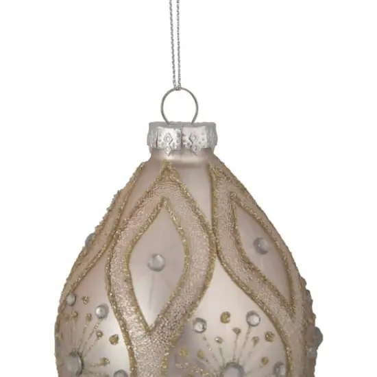 5.25" Rose Gold Retro Ombre Glass Christmas Drop Ornament {4}