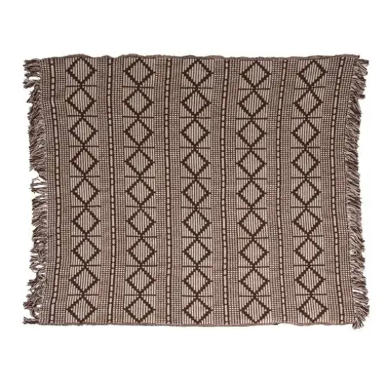 Hello Honey&reg; Brown & Beige Diamond Soft Recycled Cotton Blend Throw {5}
