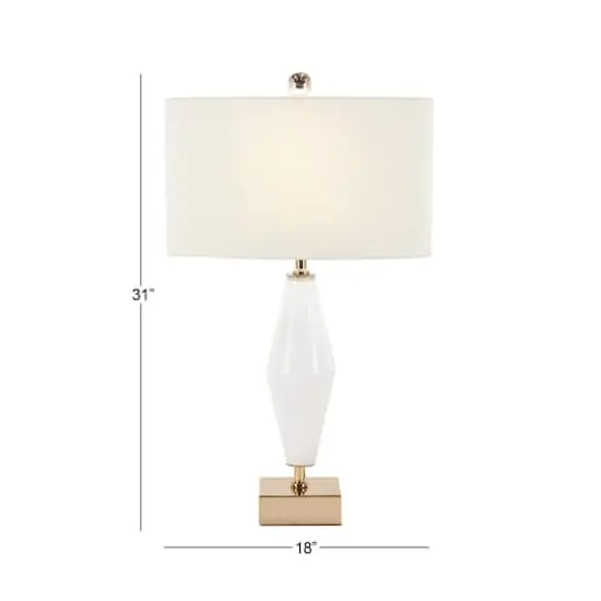 31" Gold Glass Transitional Table Lamp {12}