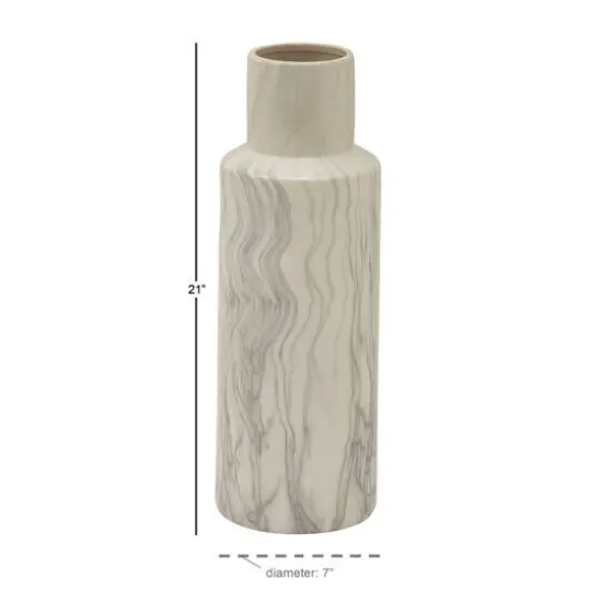 21" White Ceramic Contemporary Vase {7}