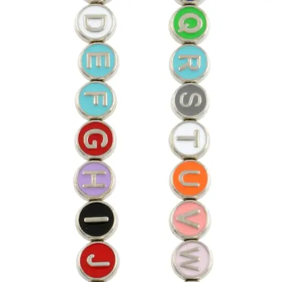 Multicolor & Rhodium Alphabet Disc Beads, 8mm by Bead Landing&trade; {1}