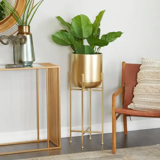 Gold Modern Planter, 13" x 13" x 46" {8}