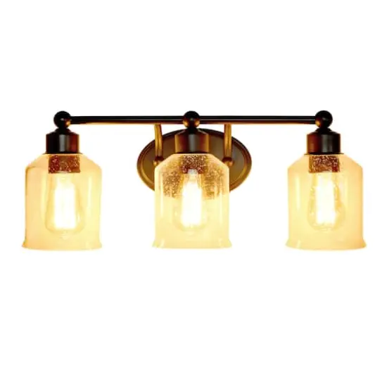 Lalia Home Studio Loft Black 3 Light Metal & Glass Vanity {4}