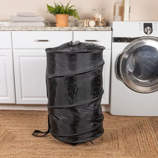 Household Essentials Rolling Pop Up Laundry Hamper Black {4}