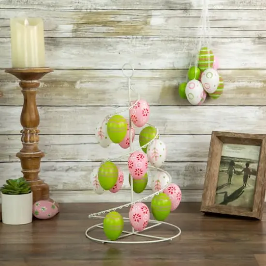 Pastel Pink, White and Green Floral Cut-Out Easter Egg Tree {4}