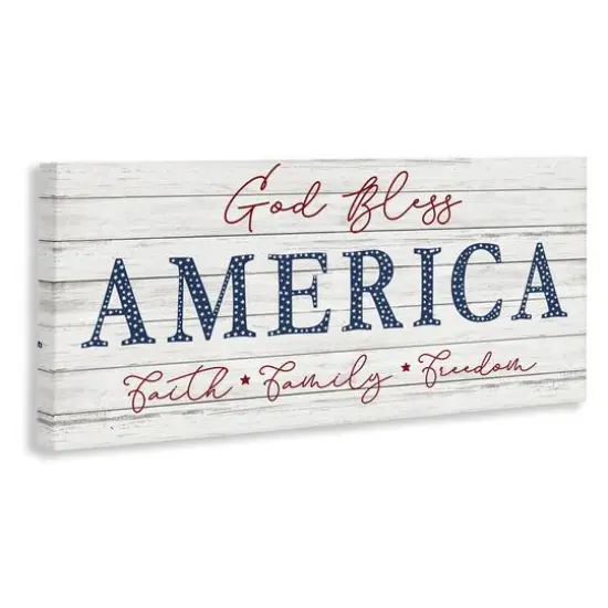 Stupell Industries God Bless America Faith Family Freedom Hanging Sign Canvas Wall Art {4}