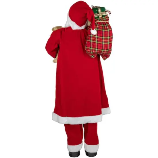 5ft. Traditional Santa Claus with Teddy Bear & Gift Bag Standing Christmas Figure {6}