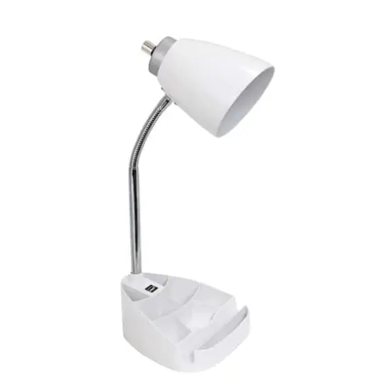 LimeLights 18.5" Gooseneck Desk Lamp with Tablet Stand and USB Port White {1}