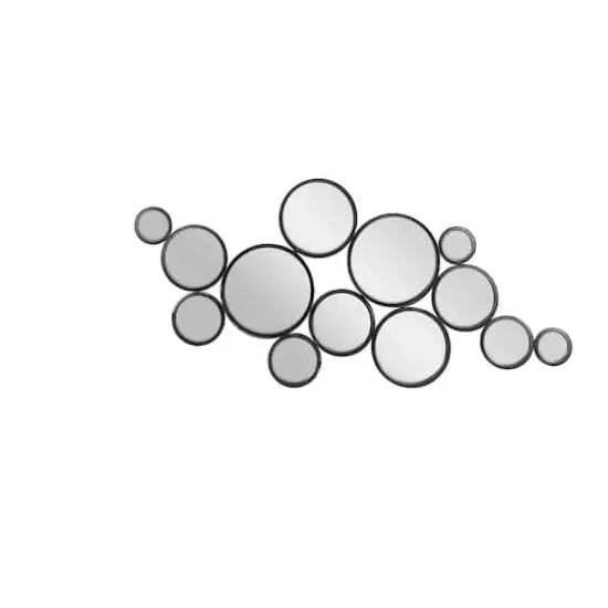 52" Black Contemporary Metal Wall Mirror Cluster {1}