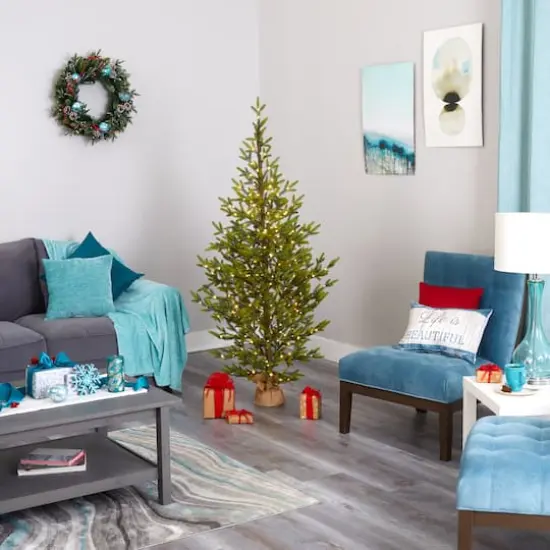 6ft. Pre-Lit Fraser Fir Artificial Christmas Tree, Clear LED Lights {7}