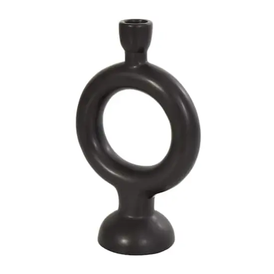 CosmoLiving by Cosmopolitan 9" Black & White Ceramic Geometric Ring Taper Candle Holder Set {5}
