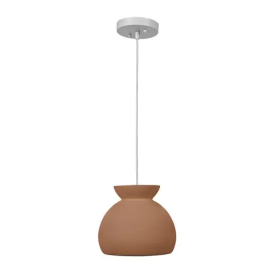 Hello Honey&reg; Sienna Matte Terra Cotta Boho Ceramic Ceiling Light with White Fabric Cord {9}