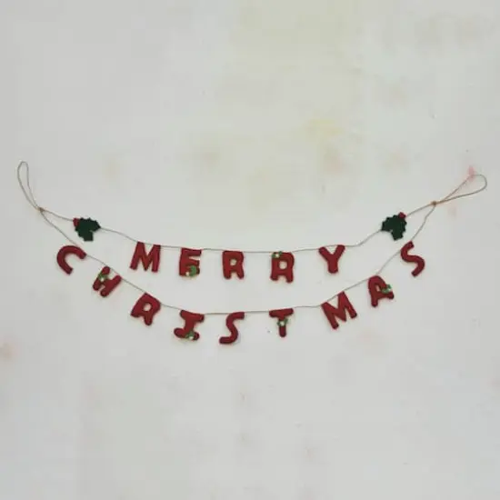 Hello Honey&reg; 2.5ft. Red & Green Merry Christmas Wool Felt Garland {3}