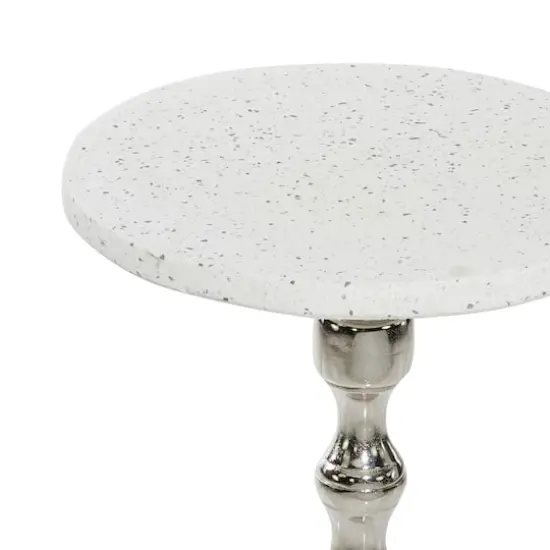 25" Silver Traditional Terrazzo Accent Table {4}